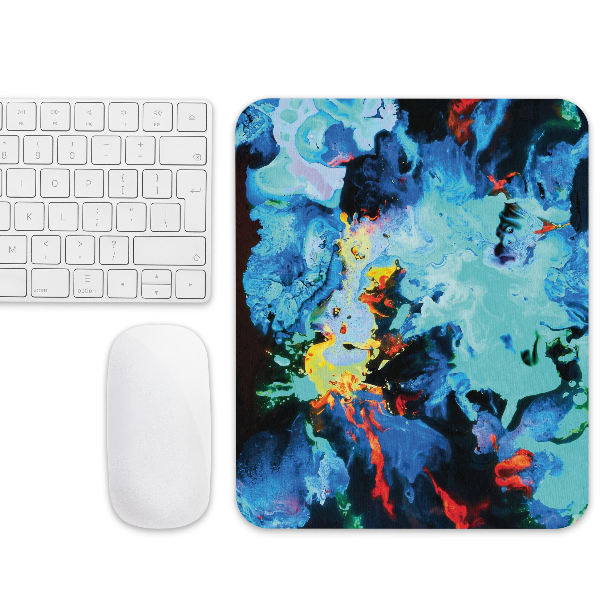 Aqua Abstract Art Mouse Pad