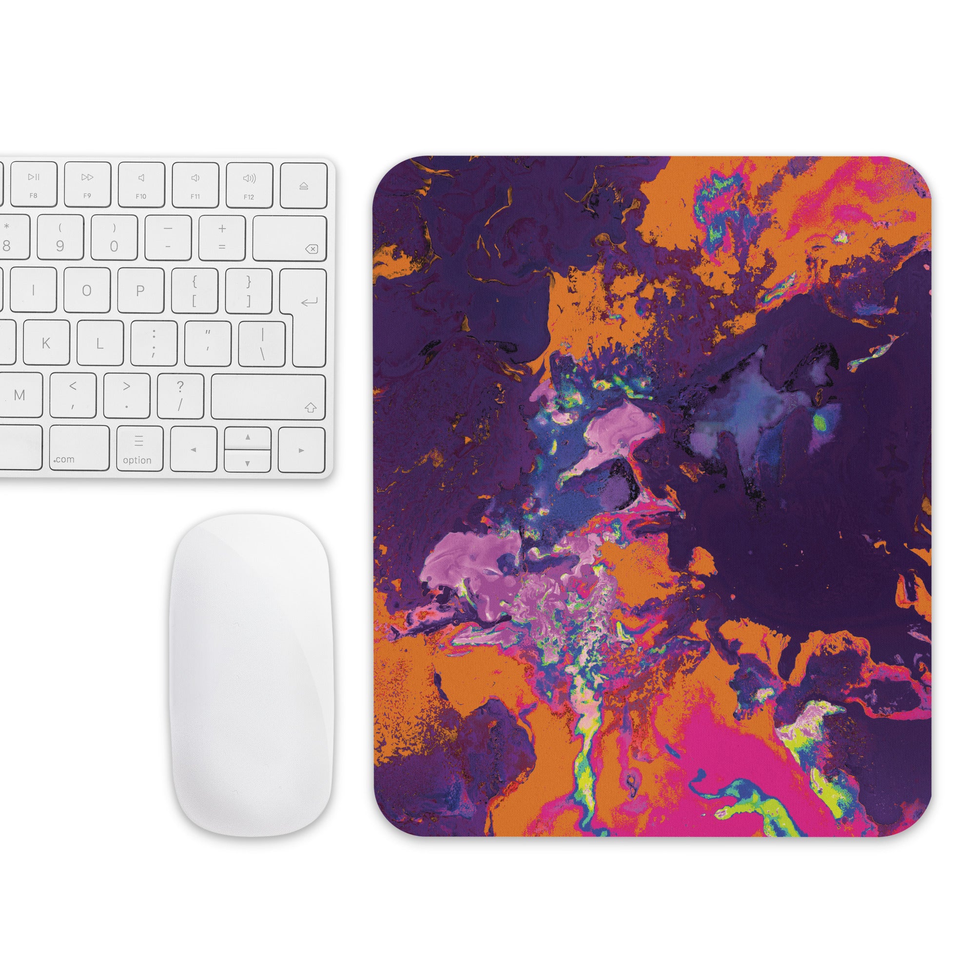 Purple Orange Abstract Art Mouse Pad