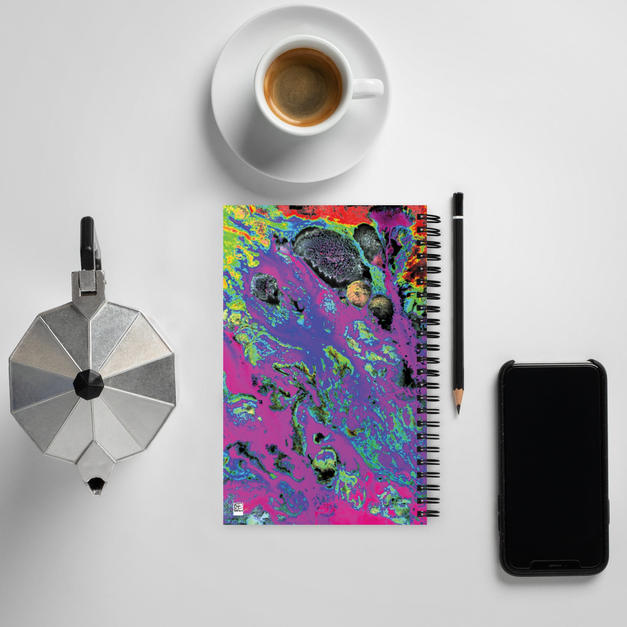 Magenta Abstract Art Dot Grid Spiral Notebook