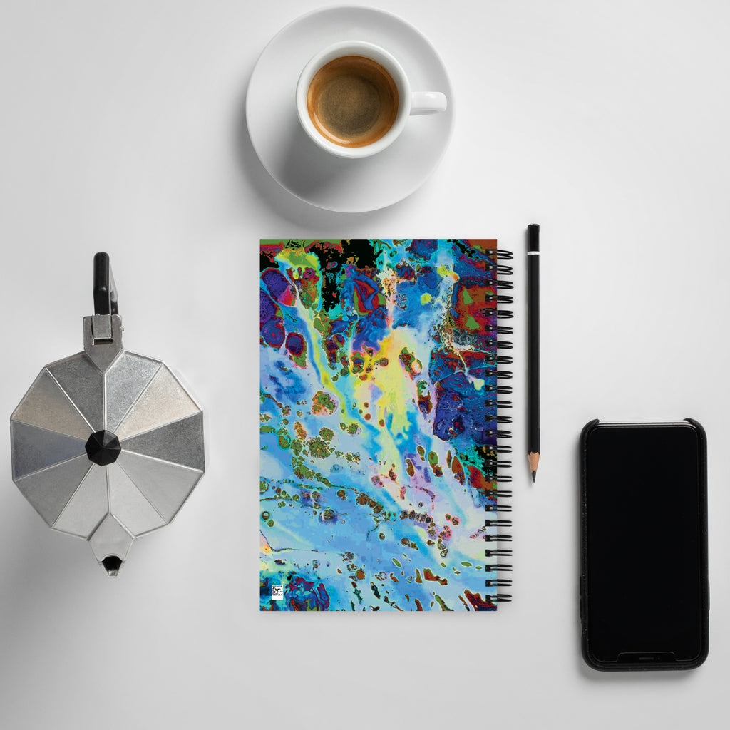 Blue Abstract Art Dot Grid Spiral Notebook