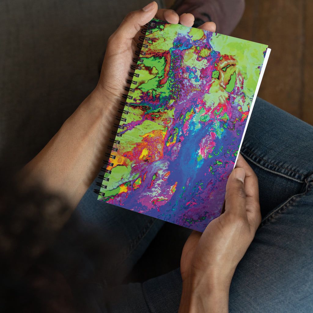 Neon Pastel Abstract Art Dot Grid Spiral Notebook