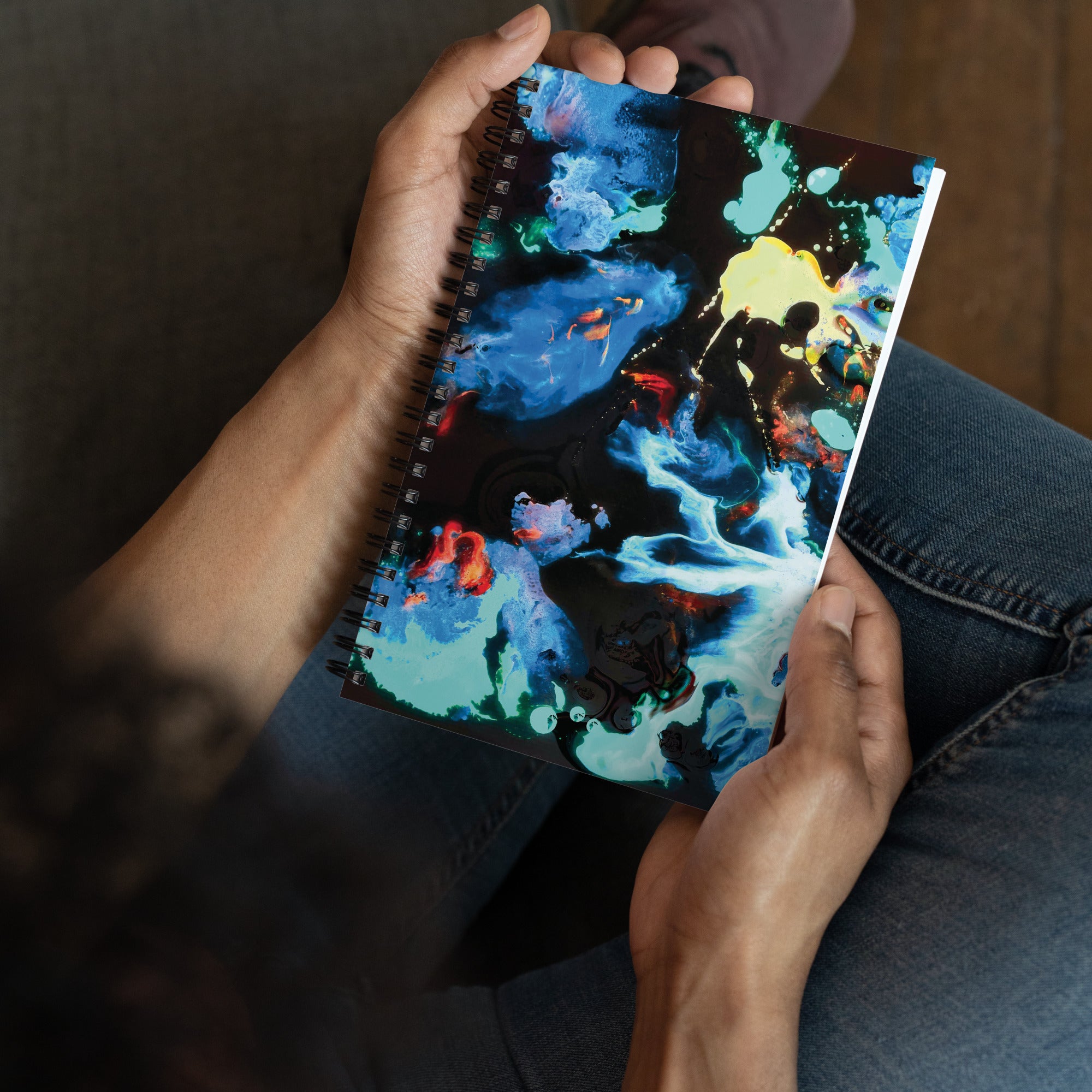 Aqua Abstract Art Dot Grid Spiral Notebook