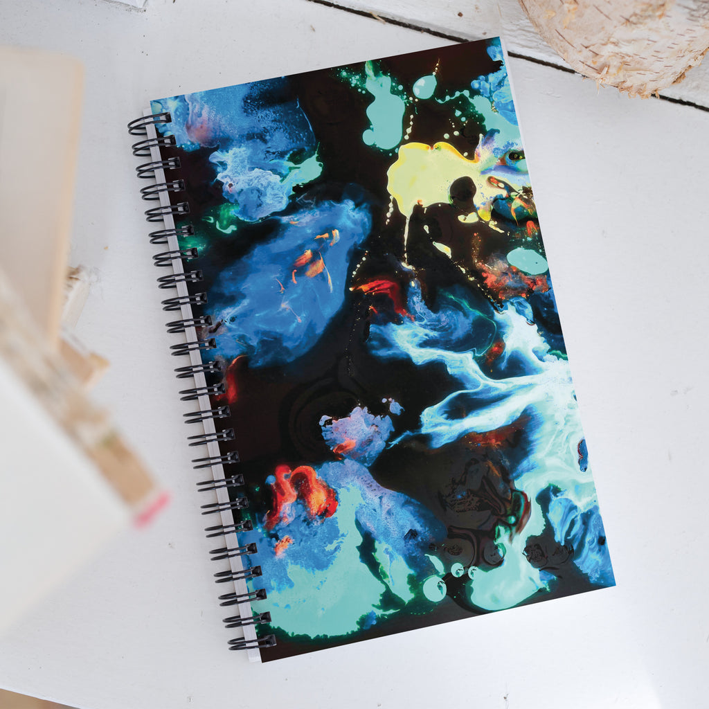 Aqua Abstract Art Dot Grid Spiral Notebook