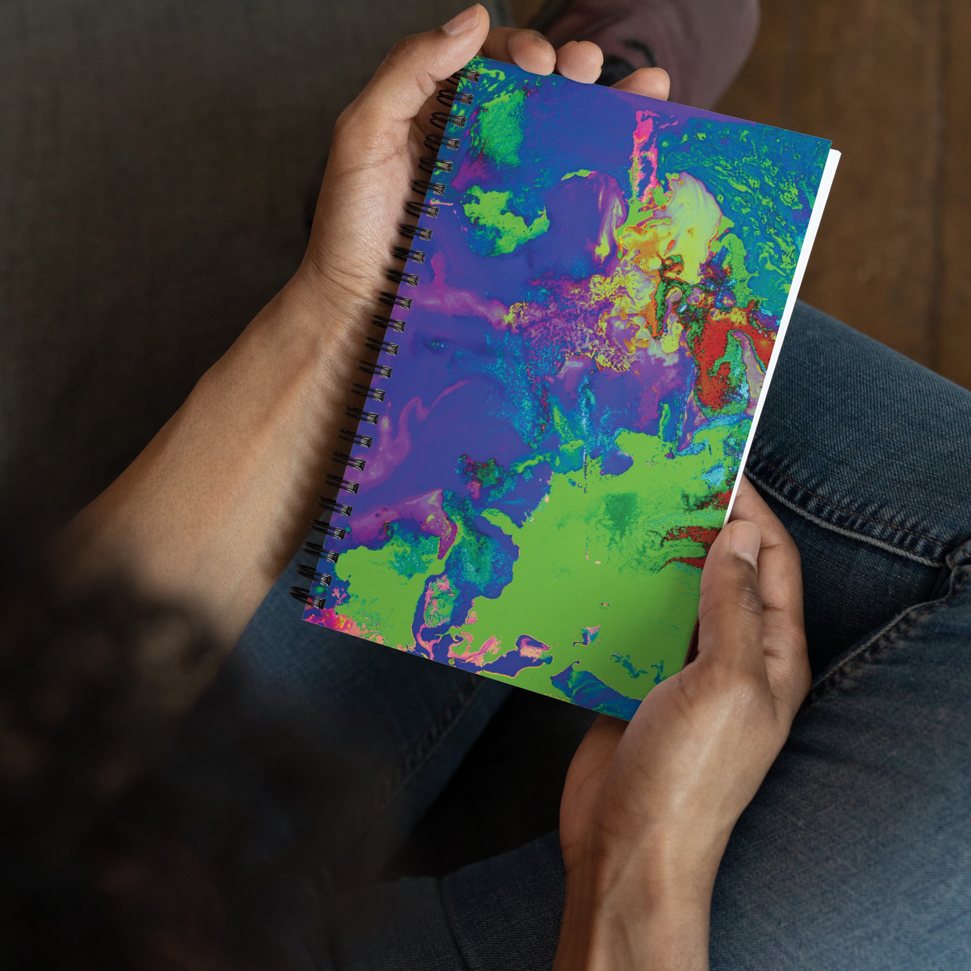 Neon Abstract Art Dot Grid Spiral Notebook