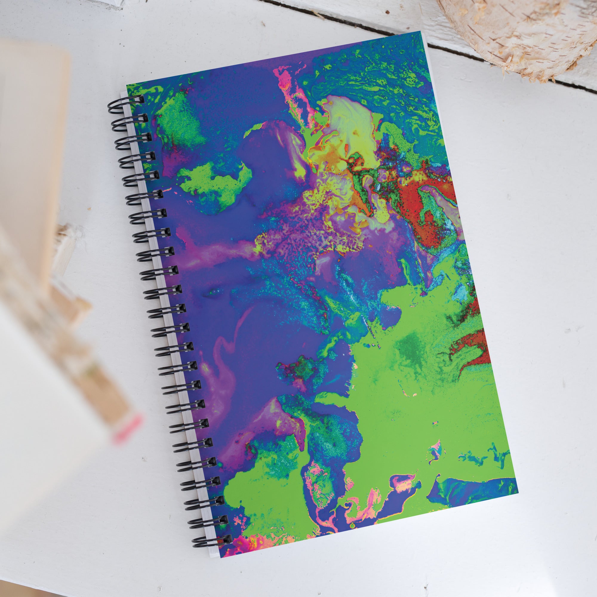 Neon Abstract Art Dot Grid Spiral Notebook