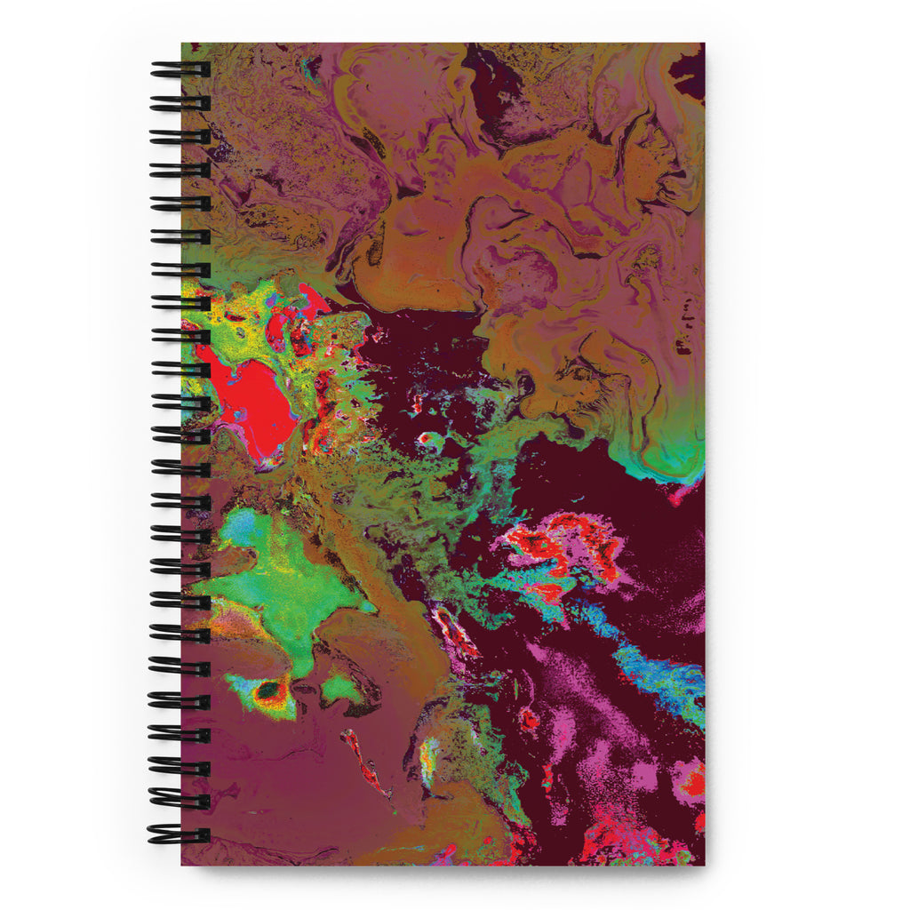 Maroon Abstract Art Dot Grid Spiral Notebook