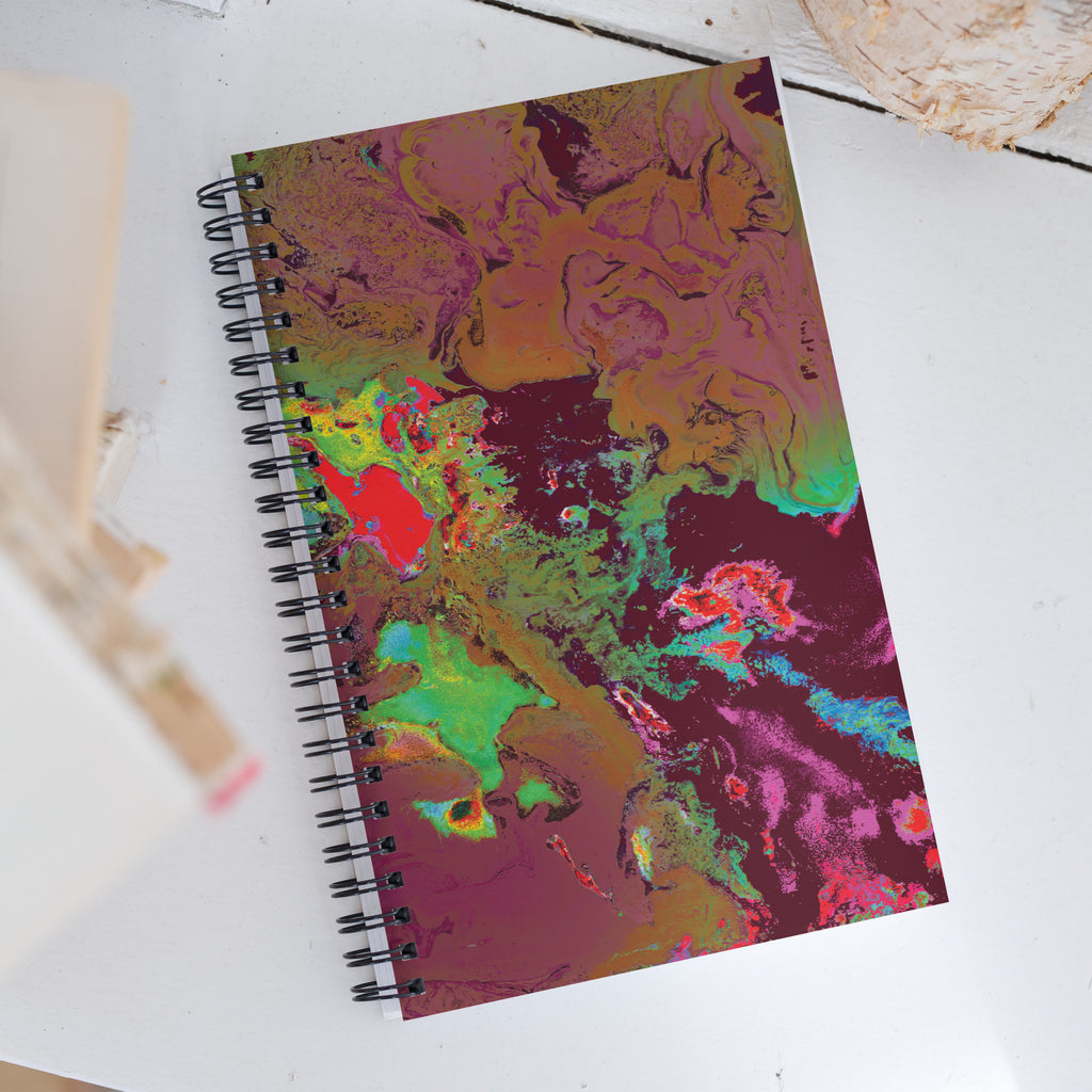 Maroon Abstract Art Dot Grid Spiral Notebook