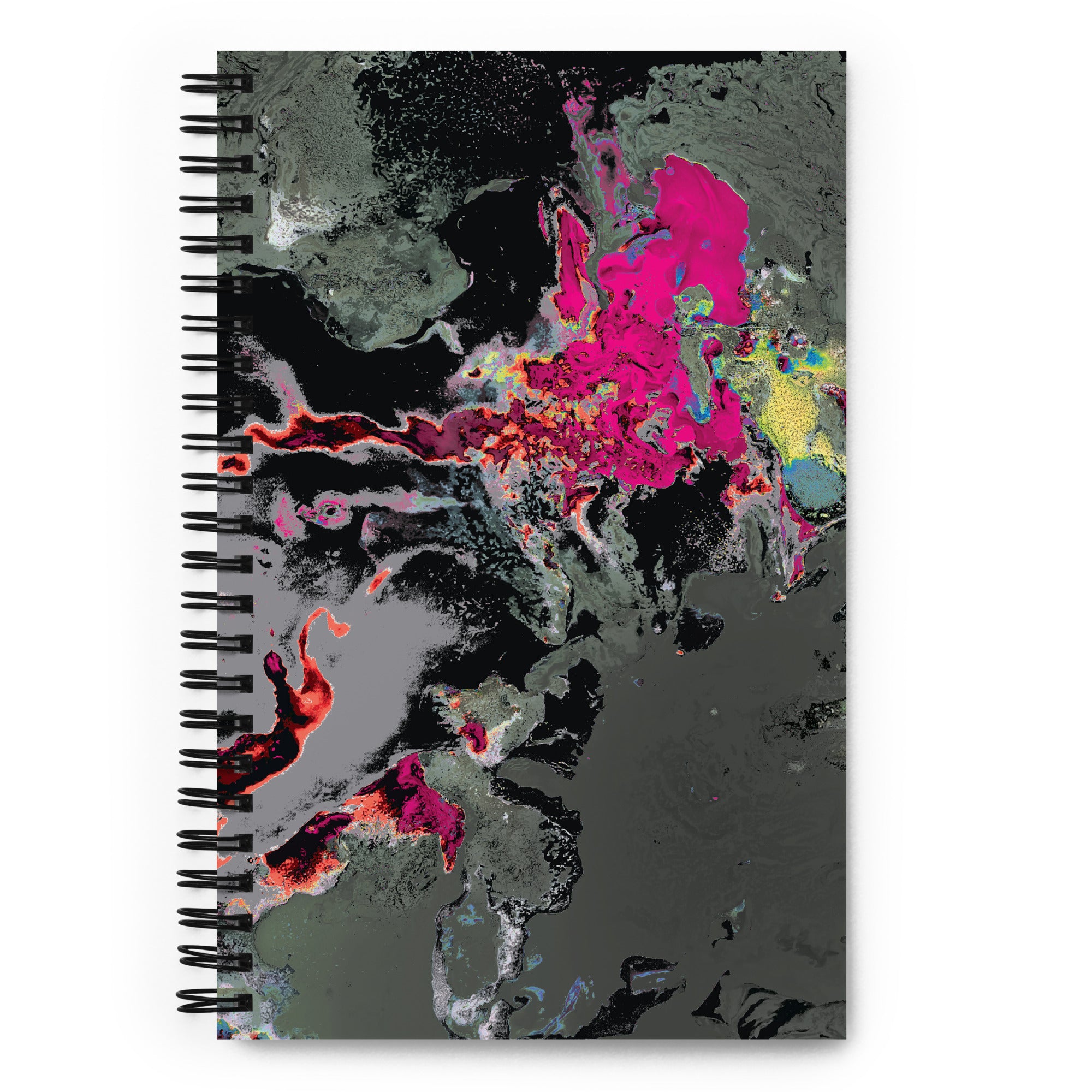 Gray Pink Abstract Art Dot Grid Spiral Notebook