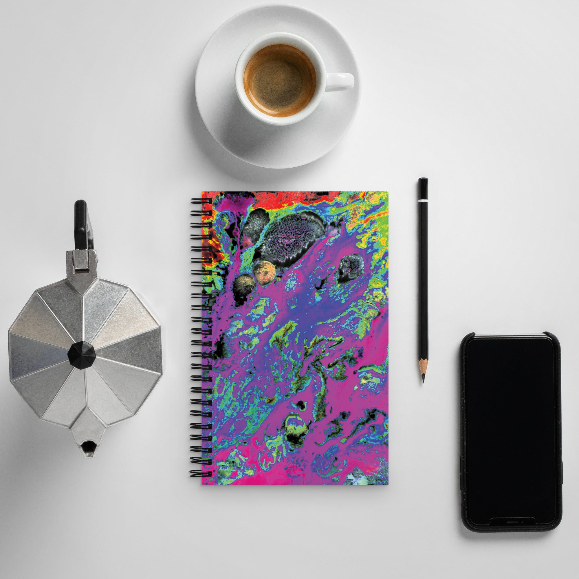Magenta Abstract Art Dot Grid Spiral Notebook