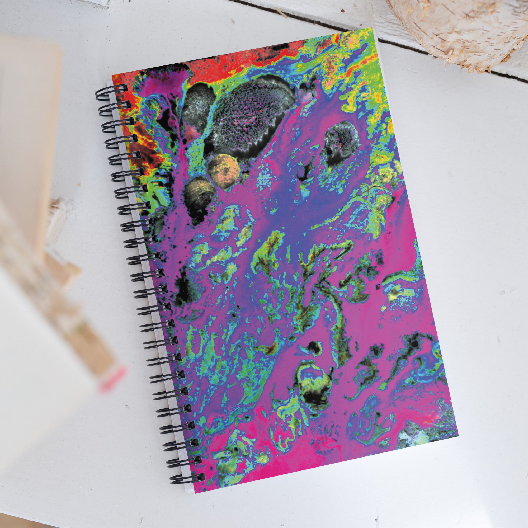 Magenta Abstract Art Dot Grid Spiral Notebook