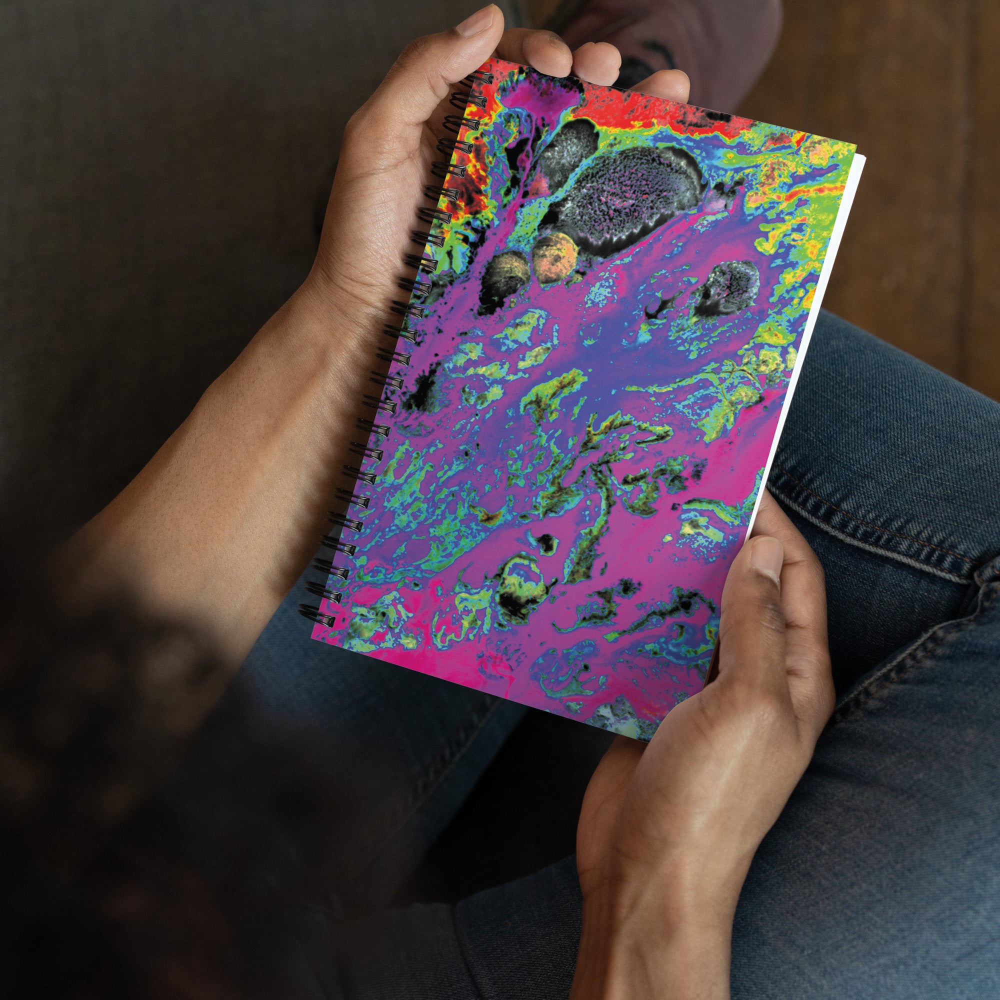 Magenta Abstract Art Dot Grid Spiral Notebook