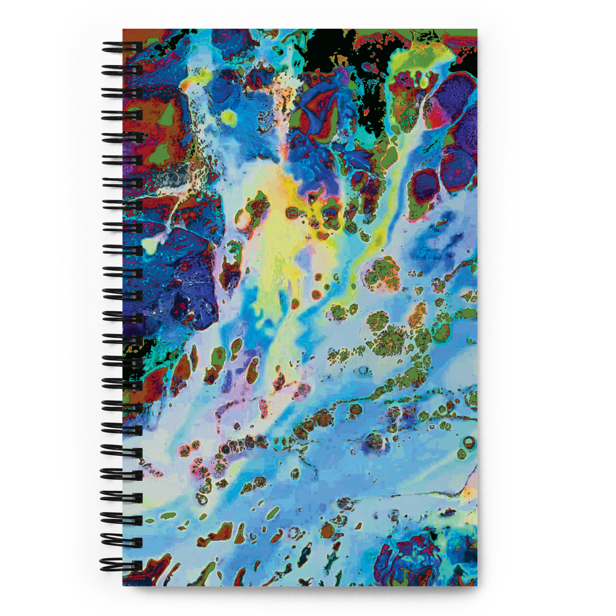 Blue Abstract Art Dot Grid Spiral Notebook