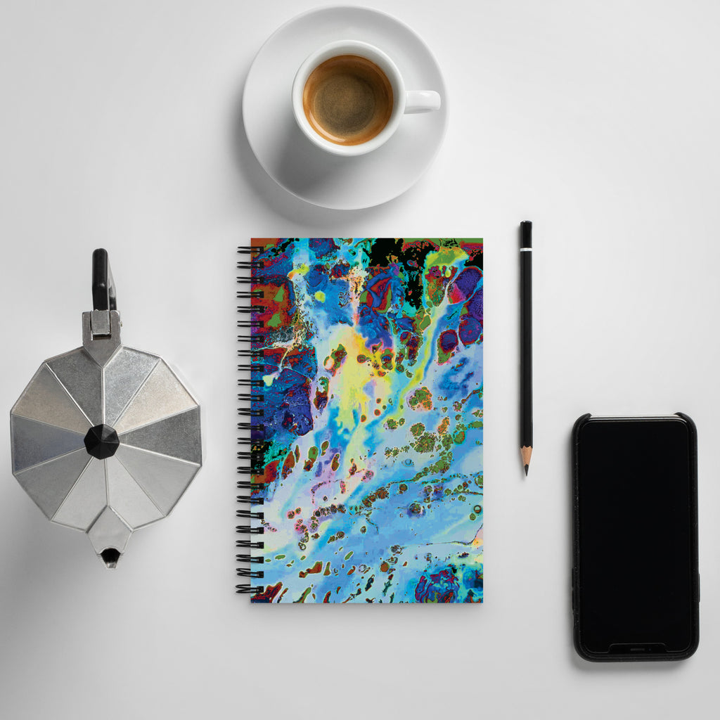 Blue Abstract Art Dot Grid Spiral Notebook