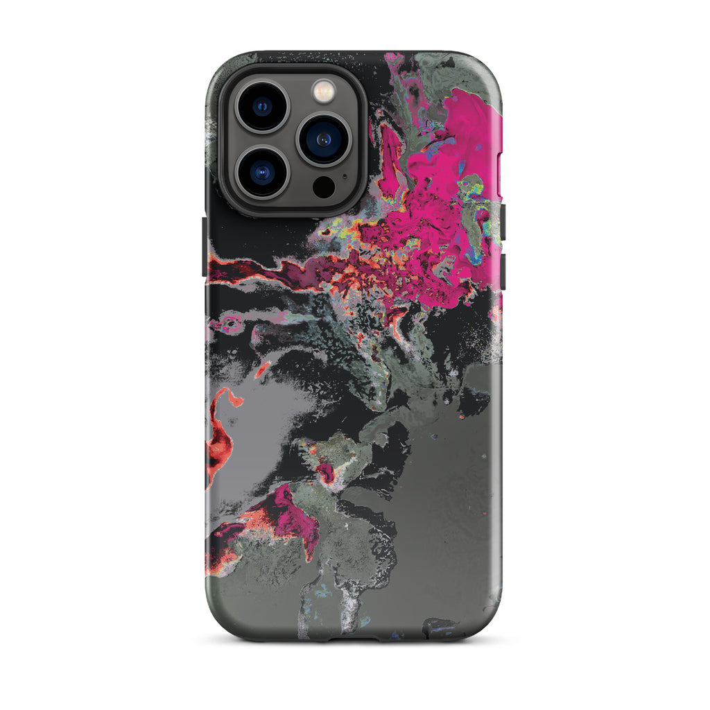 Gray and Pink Abstract Art Tough iPhone Case