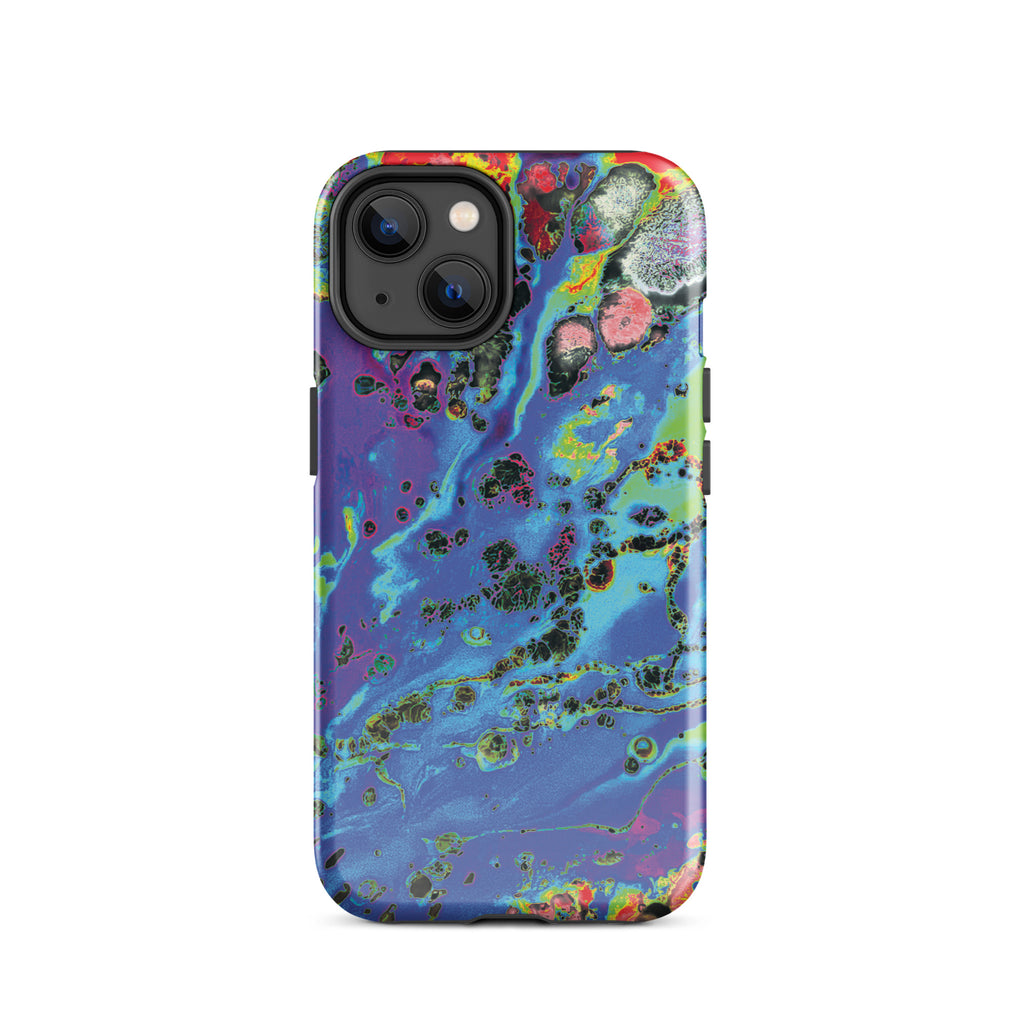 Neon Blue Abstract Art Tough iPhone Case