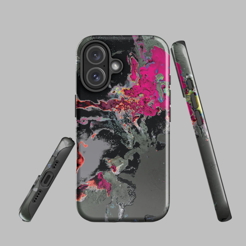 Gray and Pink Abstract Art iPhone Case