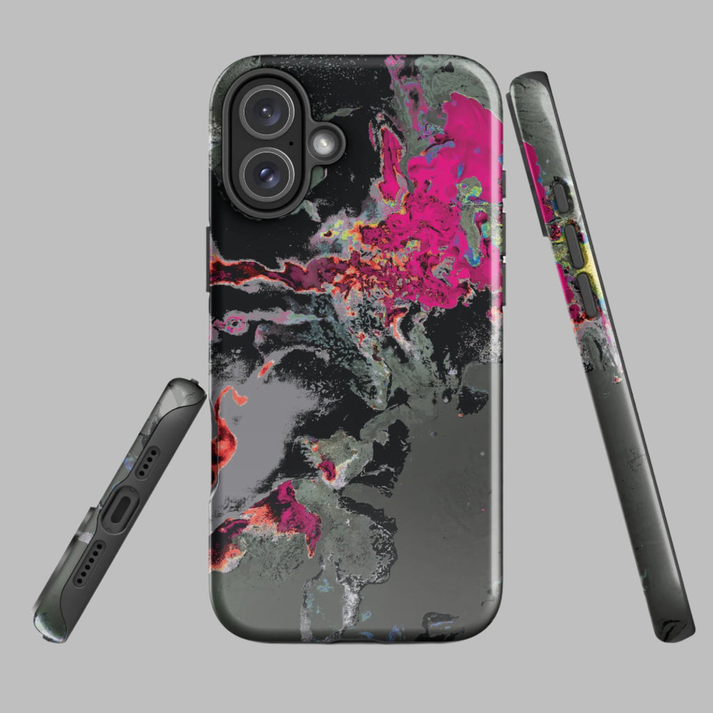 Gray and Pink Abstract Art iPhone Case