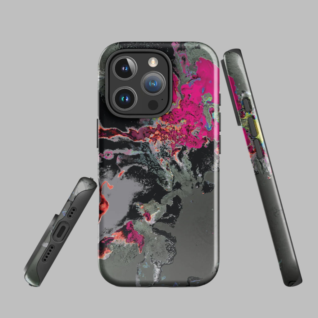 Gray and Pink Abstract Art iPhone Case