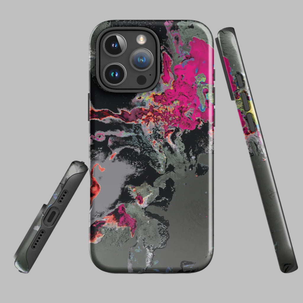 Gray and Pink Abstract Art iPhone Case