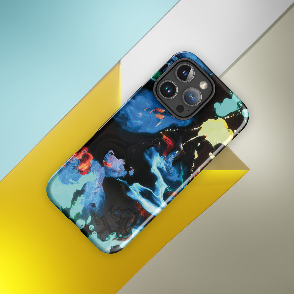 Aqua Abstract Art Tough iPhone Case