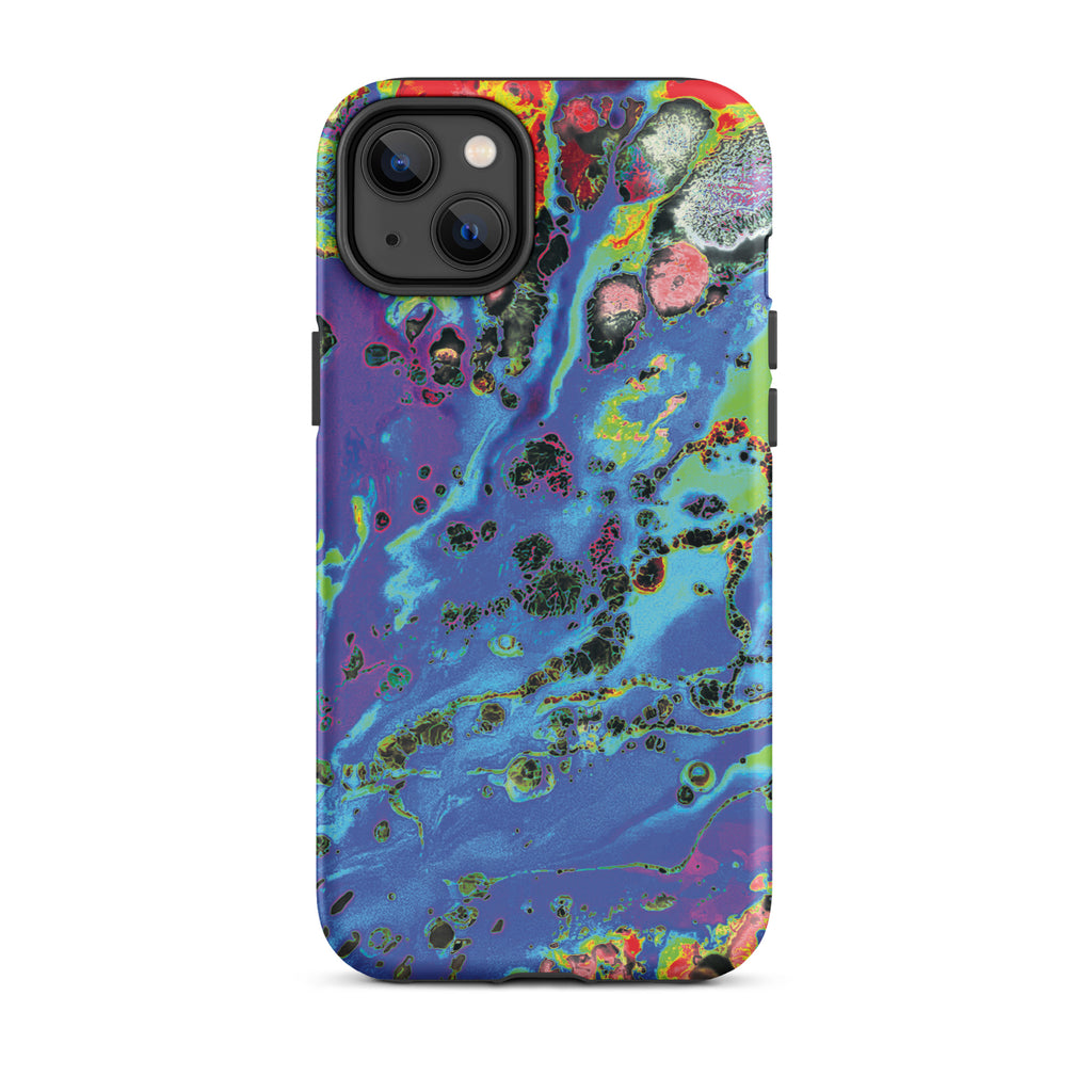 Neon Blue Abstract Art Tough iPhone Case