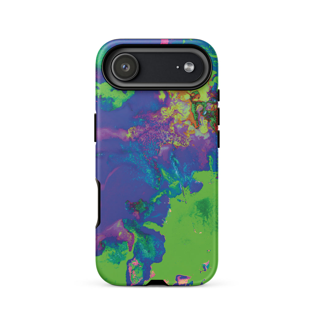 Neon Green and Purple Abstract Art Tough iPhone Case