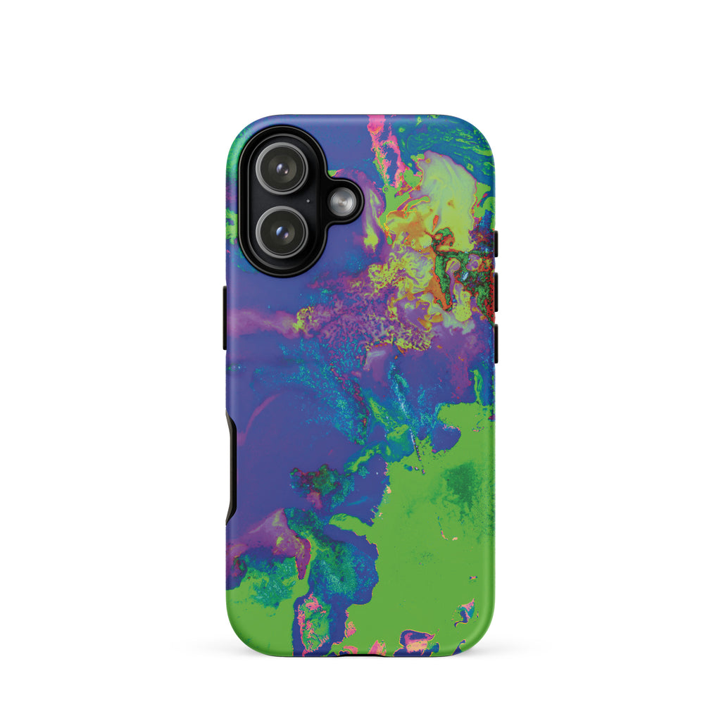 Neon Green and Purple Abstract Art Tough iPhone Case