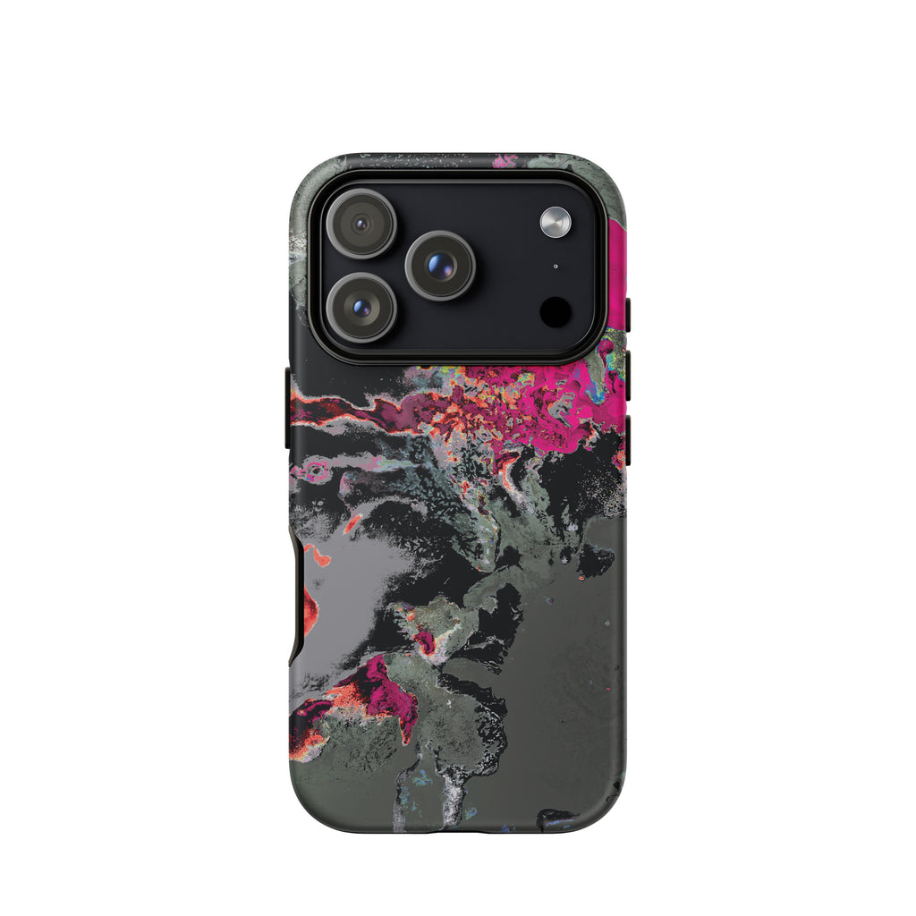 Gray and Pink Abstract Art iPhone Case