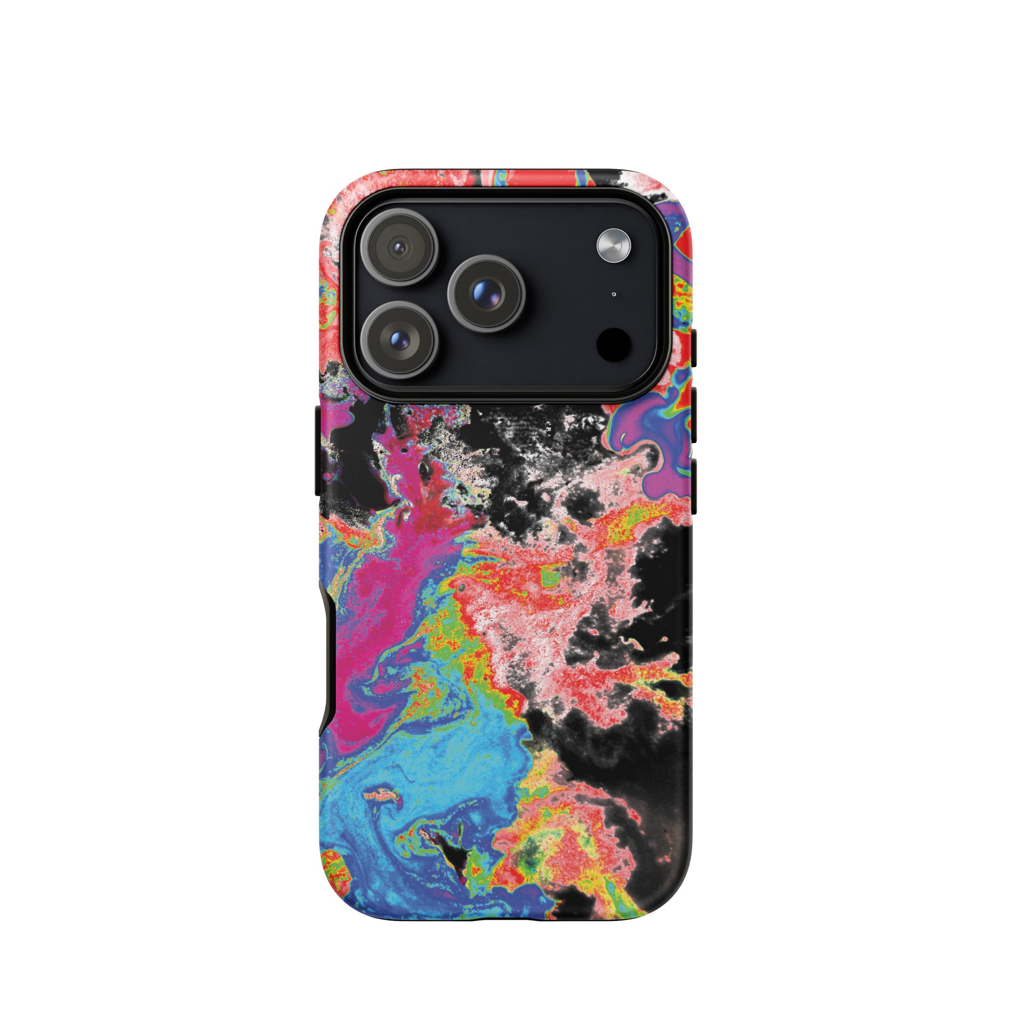 Colorful abstract phone case on a white background
