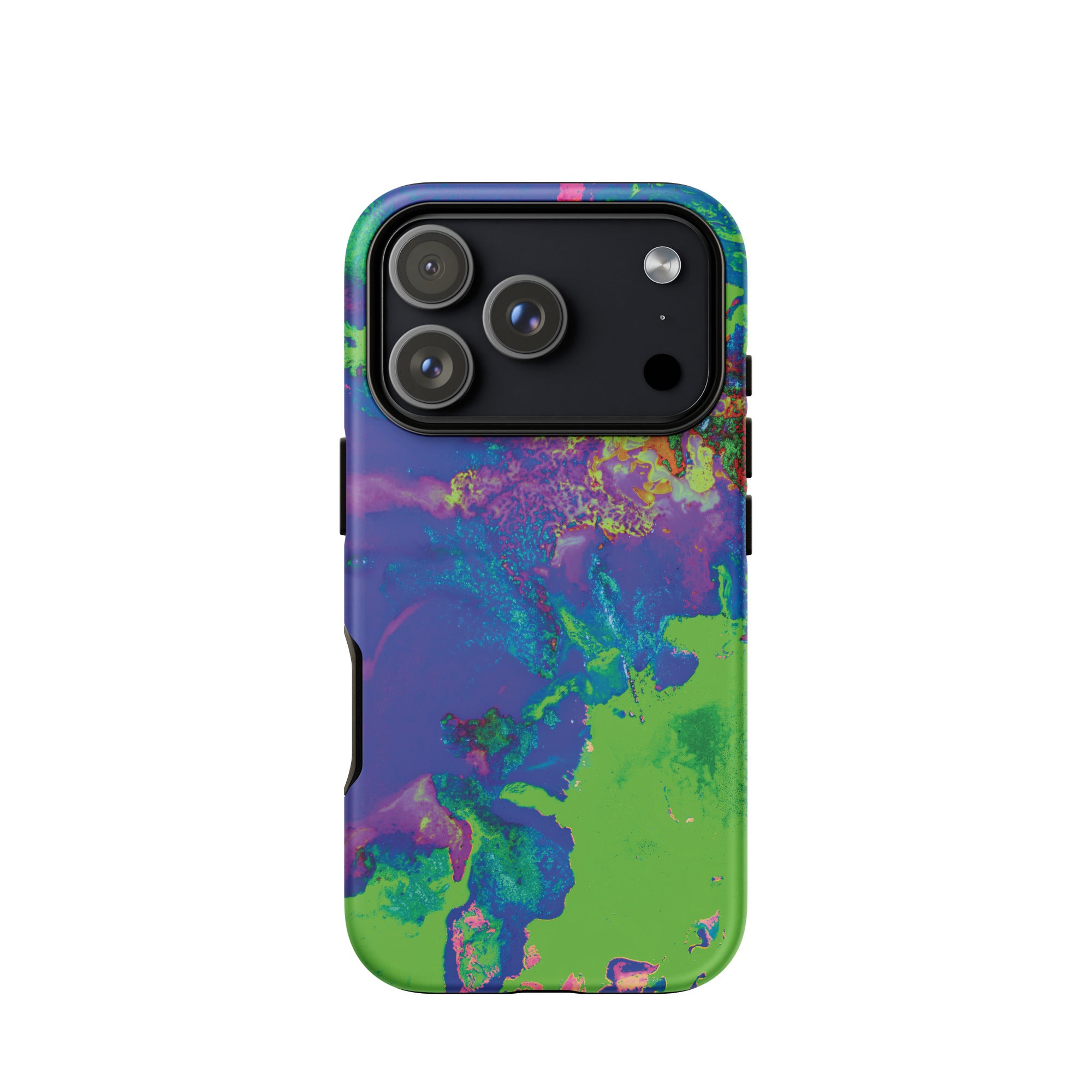 Neon Green and Purple Abstract Art Tough iPhone Case