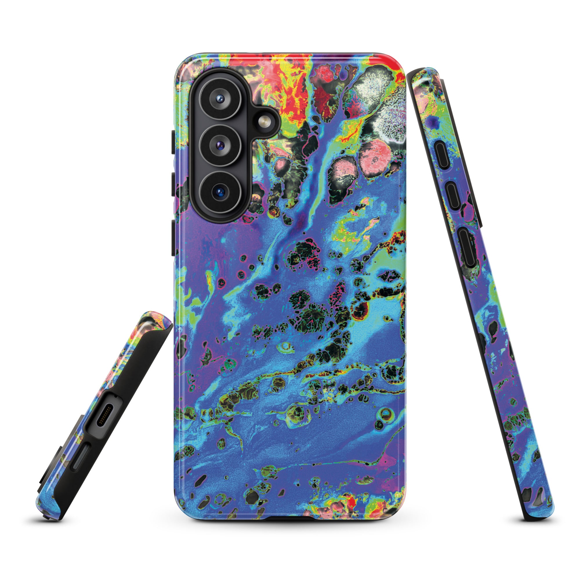 Neon Blue Abstract Art Tough Samsung Galaxy Case