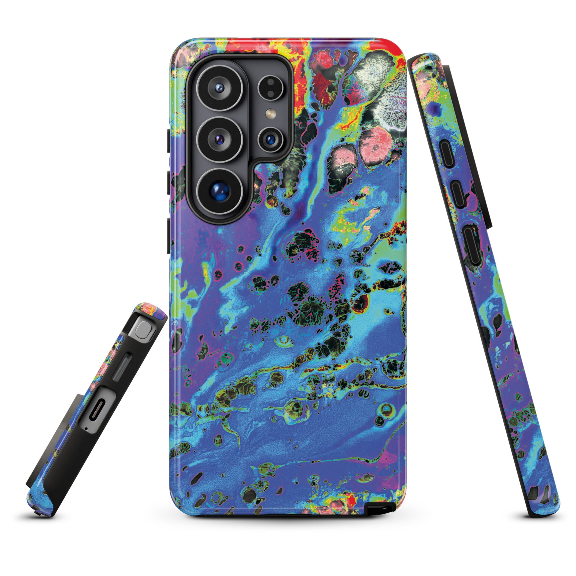 Neon Blue Abstract Art Tough Samsung Galaxy Case