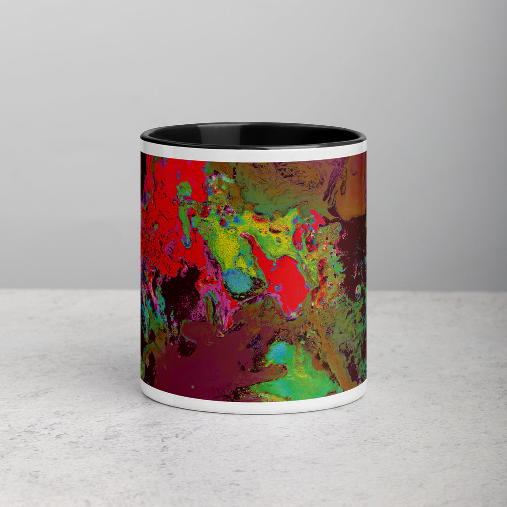 Magenta Abstract Art Ceramic Coffee Mug with Black Color Inside
