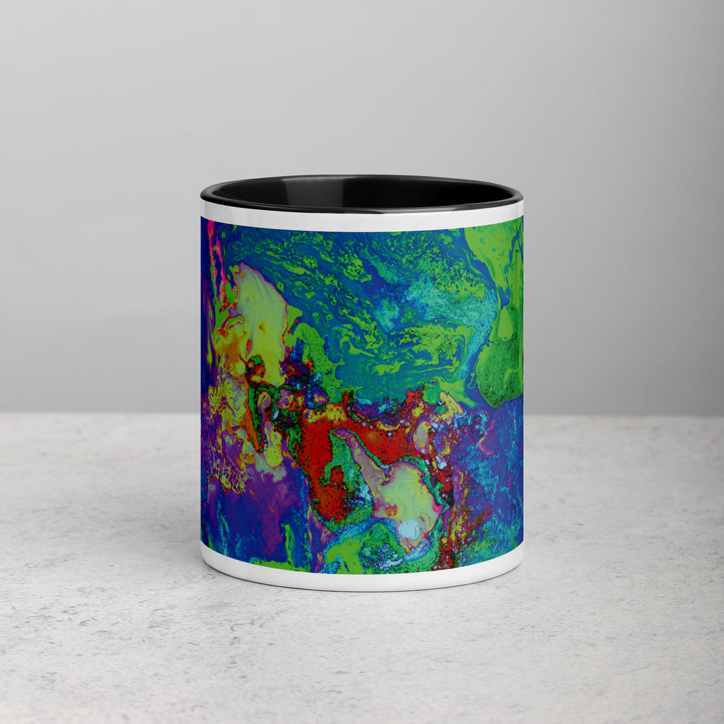 Neon Purple Abstract Art Ceramic Coffee Mug with Black Color Inside
