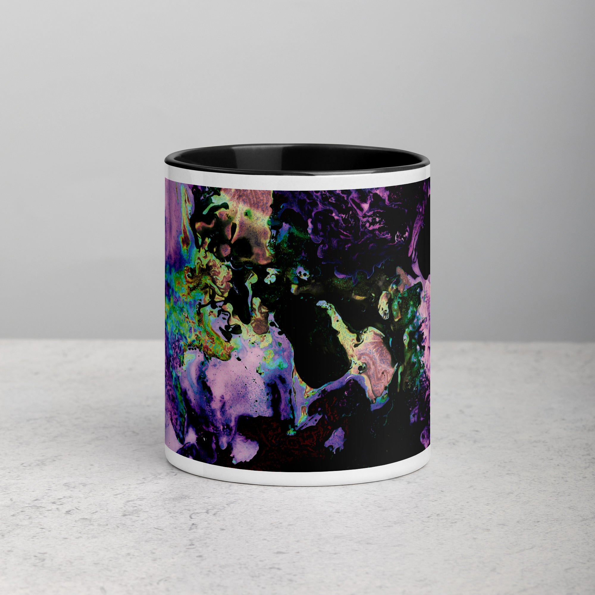 Lavender Abstract Art Ceramic Coffee Mug with Black Color Inside
