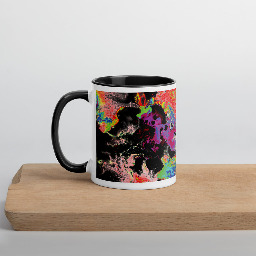 Neon Abstract Art Ceramic Coffee Mug With Black Color Inside