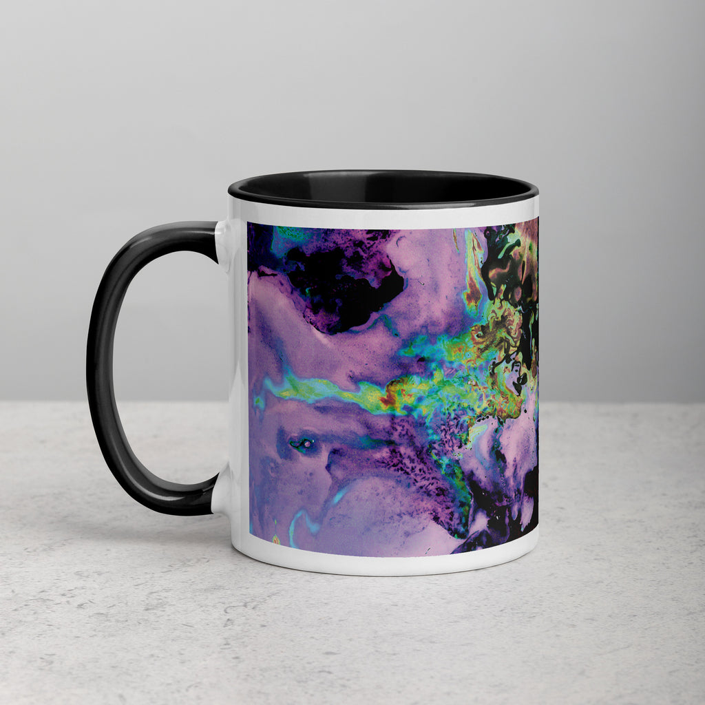 Lavender Abstract Art Ceramic Coffee Mug with Black Color Inside