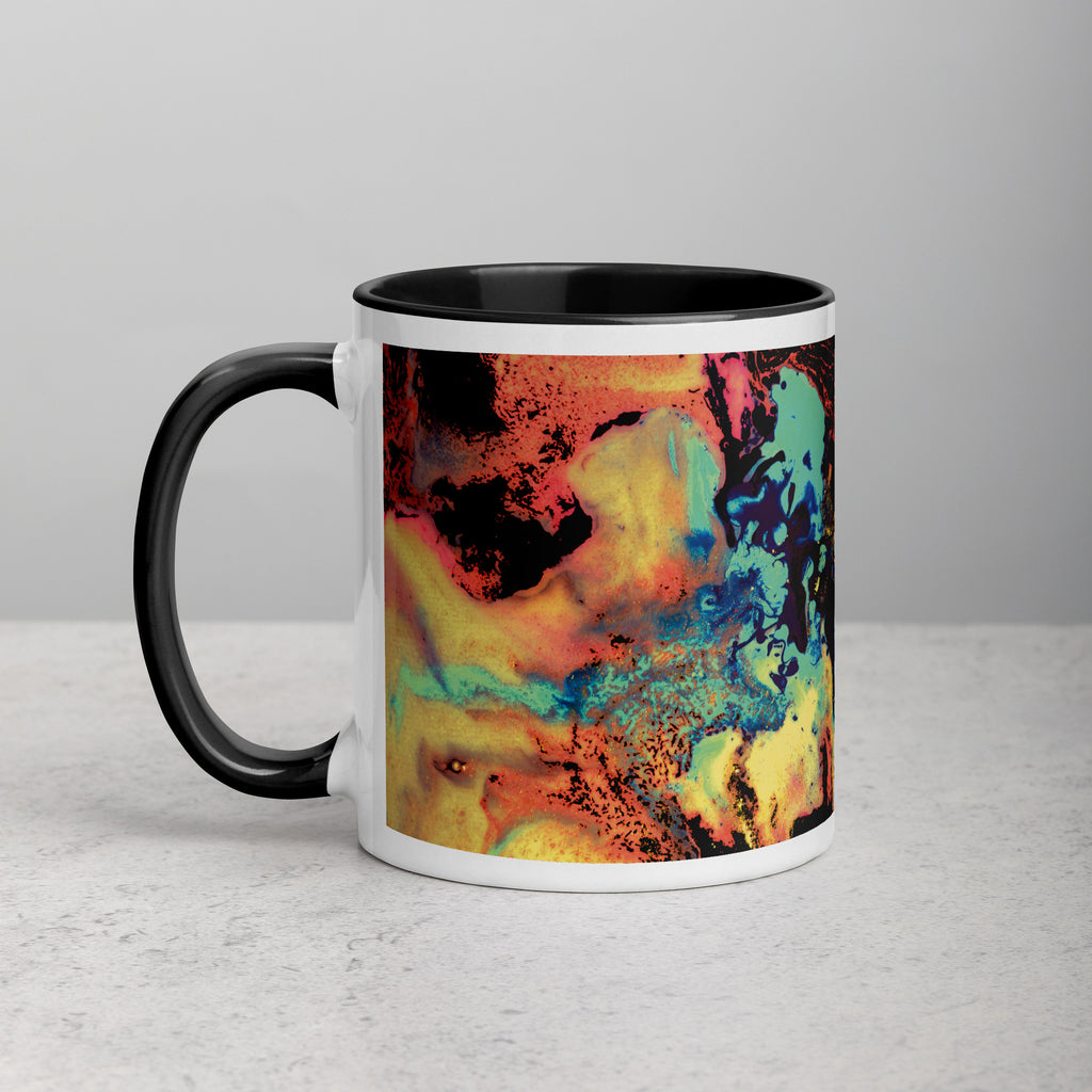 Yellow Abstract Art Ceramic Coffee Mug with Black Color Inside