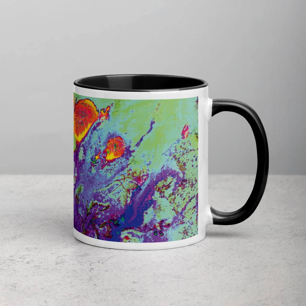 Neon Abstract Art Ceramic Mug with Black Color Inside