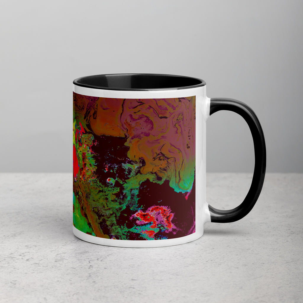 Magenta Abstract Art Ceramic Coffee Mug with Black Color Inside