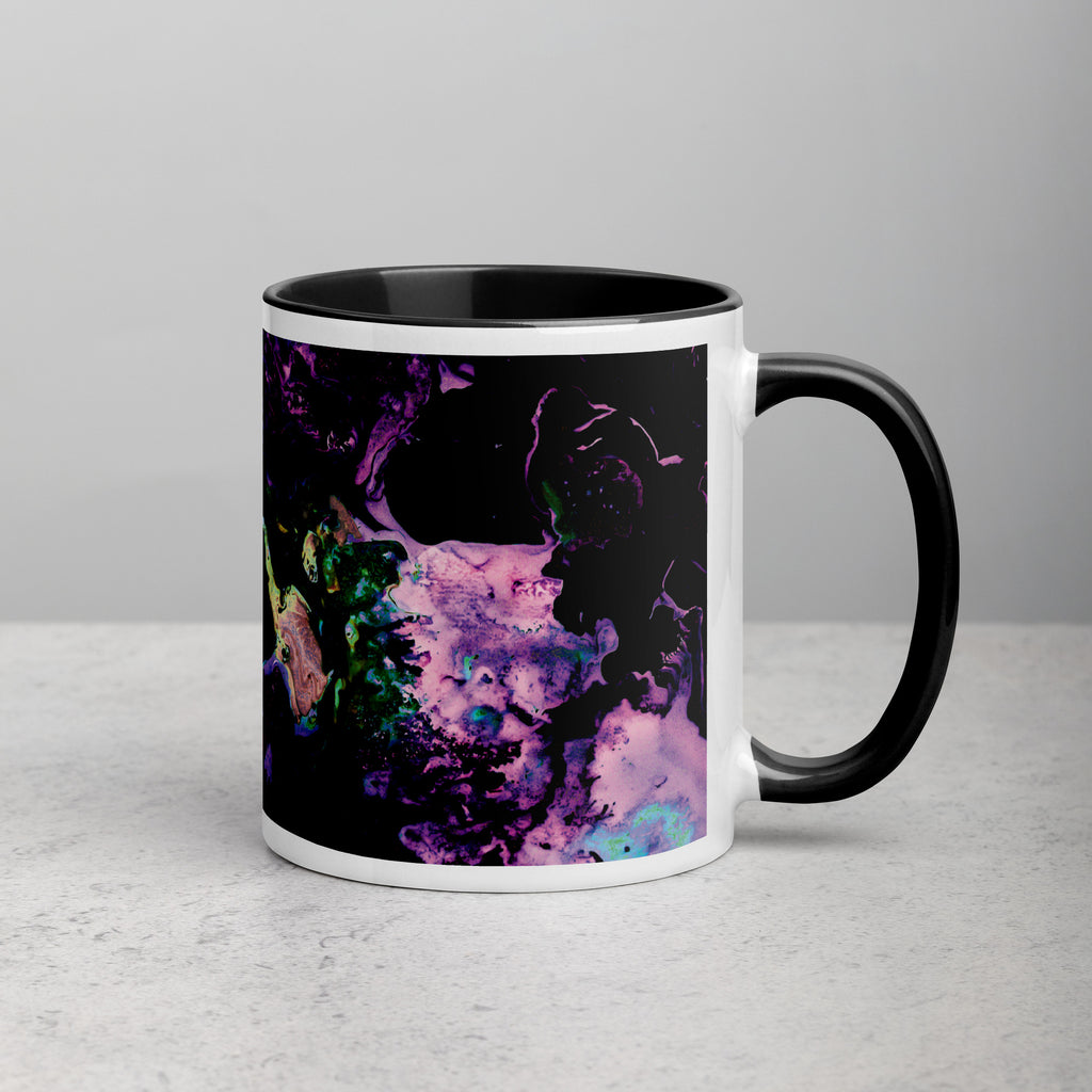 Lavender Abstract Art Ceramic Coffee Mug with Black Color Inside