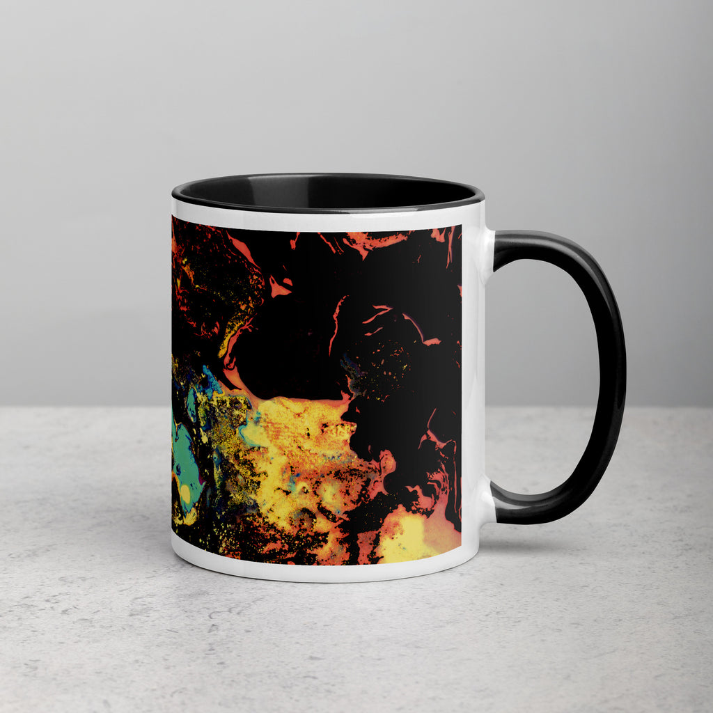 Yellow Abstract Art Ceramic Coffee Mug with Black Color Inside