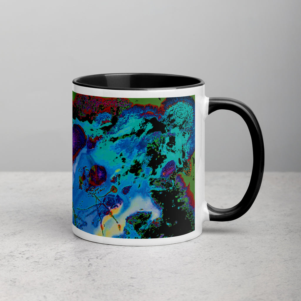 Blue Abstract Art Ceramic Coffee Mug with Black Color Inside