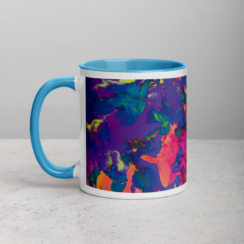 Pastel Abstract Art Mug with Blue Color Inside