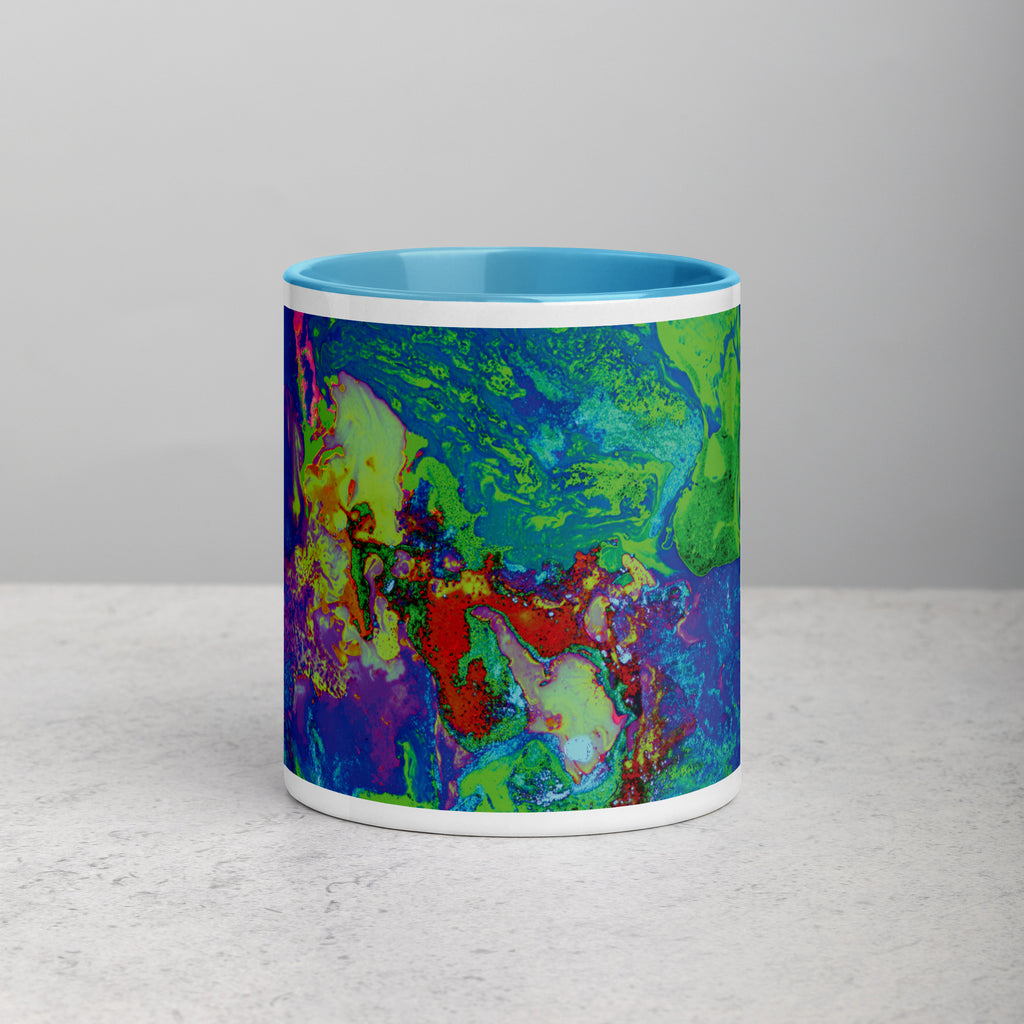 Neon Purple Abstract Art Ceramic Coffee Mug with Blue Color Inside