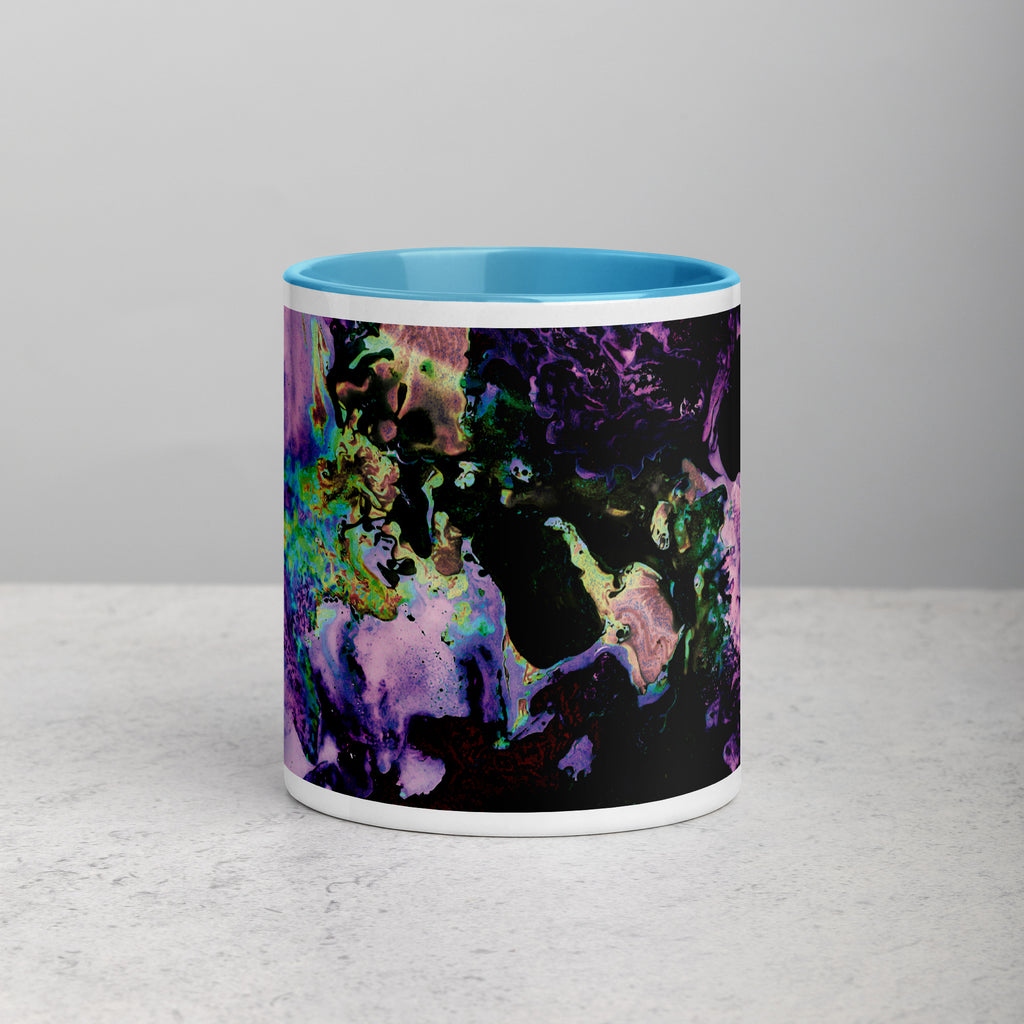 Lavender Abstract Art Ceramic Coffee Mug with Blue Color Inside