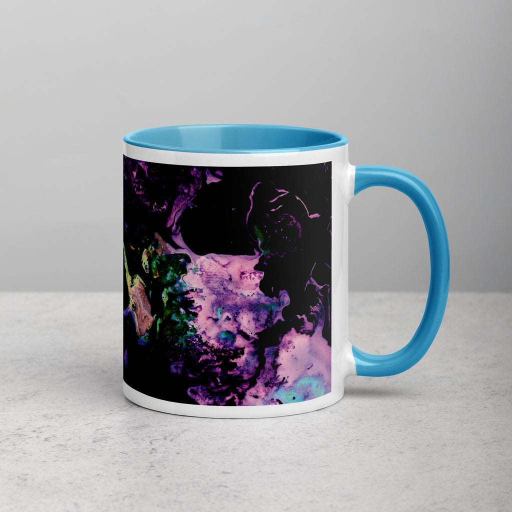 Lavender Abstract Art Ceramic Coffee Mug with Blue Color Inside