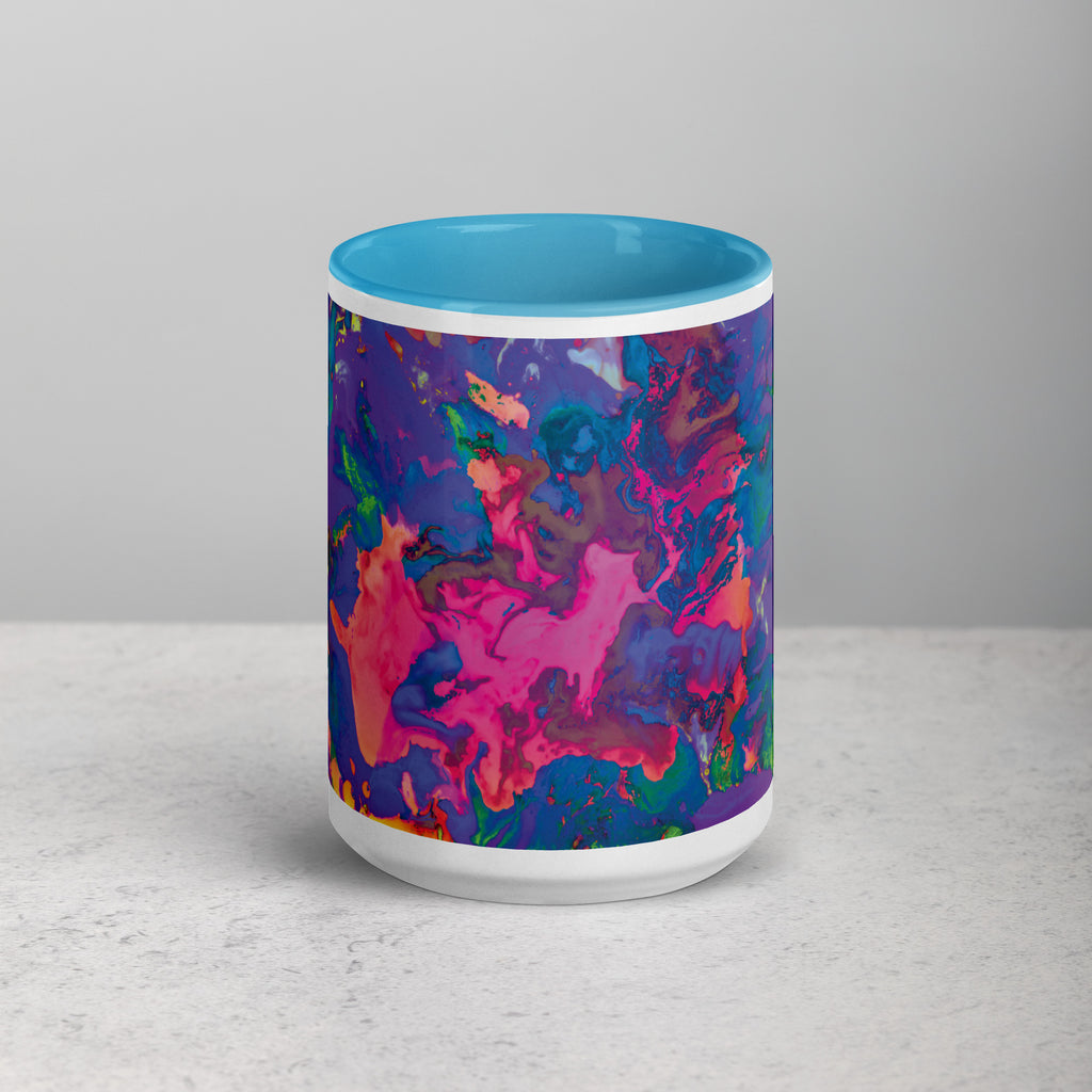 Pastel Abstract Art Mug with Blue Color Inside