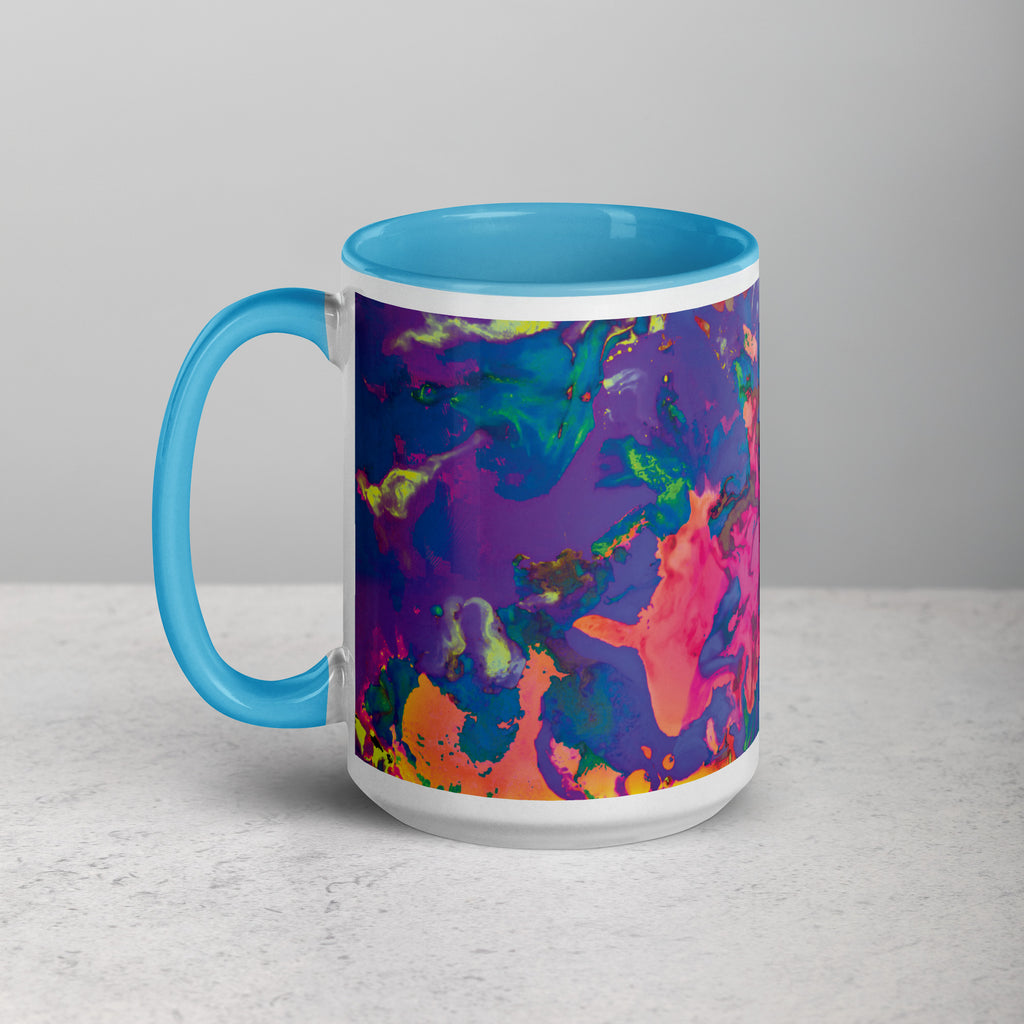 Pastel Abstract Art Mug with Blue Color Inside