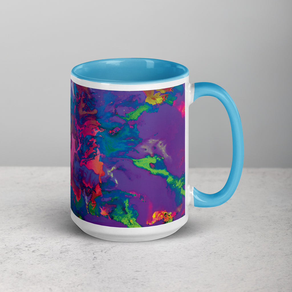 Pastel Abstract Art Mug with Blue Color Inside